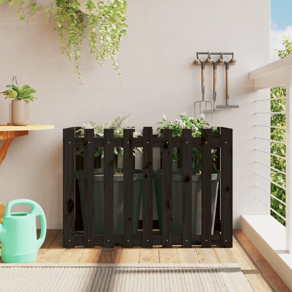 Vyvýšený záhon plotový design černý 100x50x70 cm masiv borovice