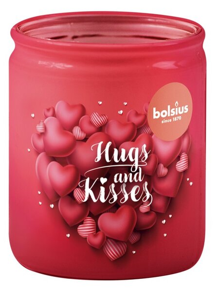 Bolsius Sklo Červené srdce s nápisem, Mango, vonná svíčka 68x80mm