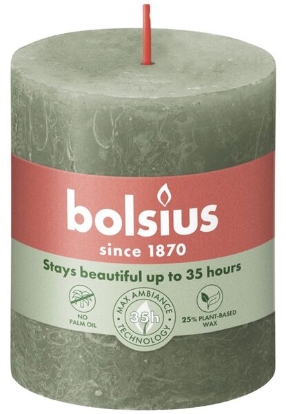 Bolsius svíčka válec Rustic Shine Fresh Olive zelená 68x80mm