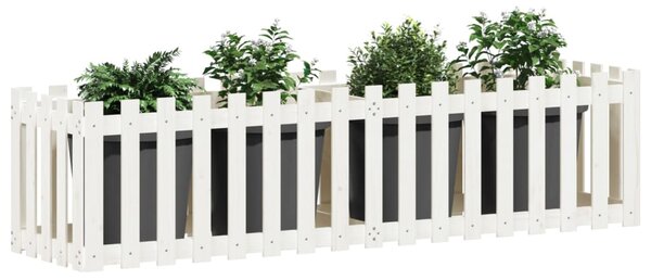 Vyvýšený záhon plotový design bílý 200x50x50 cm masiv borovice