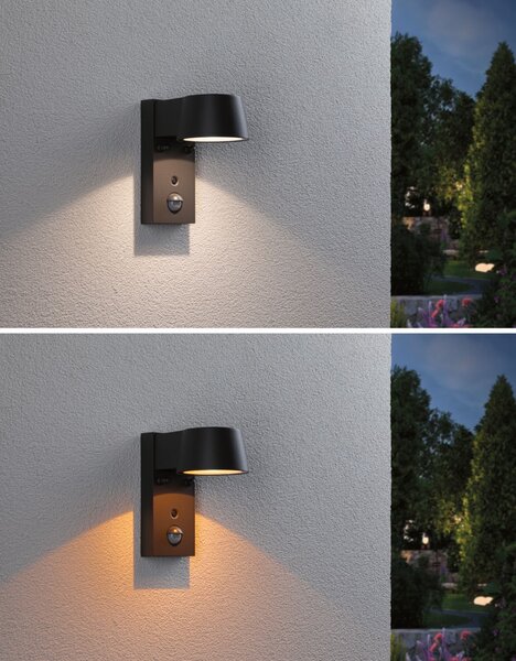 P 94714 LED venkovní nástěnné svítidlo Smart Home Zigbee Capea pohybové čidlo neláká hmyz IP44 96x153mm CCT 6W 230V 98° antracit - PAULMANN
