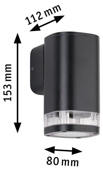 P 94718 Venkovní nástěnné svítidlo Colum IP44 80x112mm max. 20W 230V antracit hliník - PAULMANN