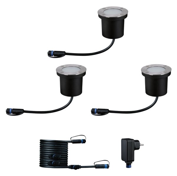 P 94717 Plug & Shine LED zemní svítidlo Floor základní sada neláká hmyz IP67 2200K 3x4,5W antracit - PAULMANN