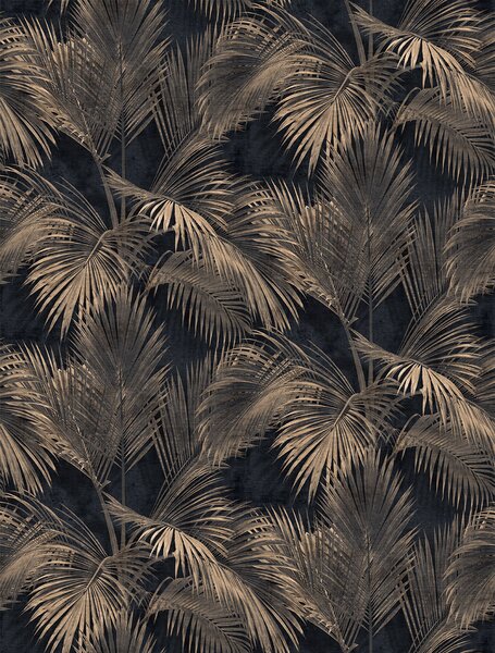 Vliesová obrazová tapeta na zeď, černo-hnědá, palmy, listy, FW4034-1, Feature Walls, Decoprint