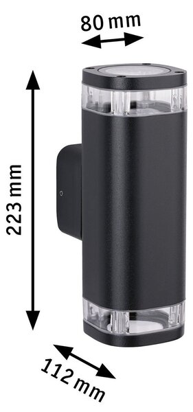 P 94719 Venkovní nástěnné svítidlo Colum IP44 80x112mm max. 20W 230V antracit hliník - PAULMANN