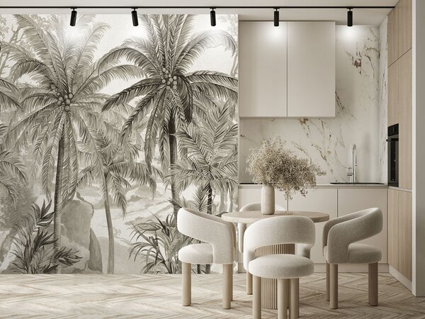 Vliesová obrazová tapeta na zeď, hnědo-šedá, palmy, FW4031-2, Feature Walls, Decoprint