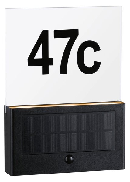 P 94725 Solární LED domovní číslo a svítidlo Neda pohybové čidlo neláká hmyz IP44 2200K antracit - PAULMANN