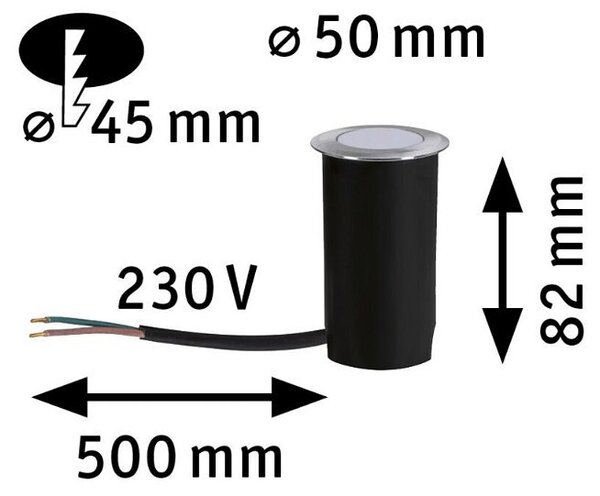 P 94726 LED zemní svítidlo zlaté světlo neláká hmyz IP67 kruhové 50mm 2200K 2,2W 230V hliník umělá hmota/kov - PAULMANN