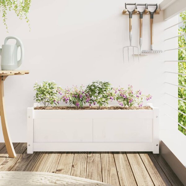 Zahradní truhlík bílý 90 x 31 x 31 cm masivní borové dřevo