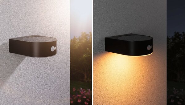 P 94730 Solární LED venkovní nástěnné svítidlo Eileen pohybové čidlo neláká hmyz IP44 2200K černá - PAULMANN