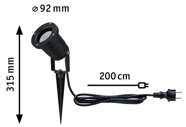 P 94731 LED bodové zahradní světlo zlaté světlo neláká hmyz IP65 kruhové 92mm 2200 - 2200K 4,3W 230V 38-38° černá kov - PAULMANN
