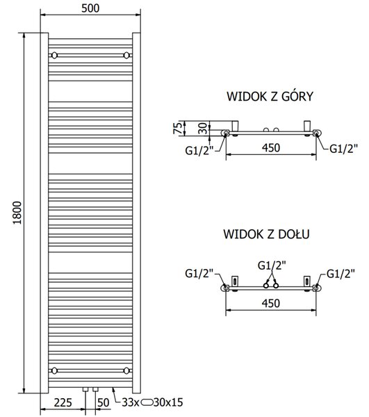 Mexen Hades, topné těleso 1800x500 mm, 843 W, antracitová, W104-1800-500-00-66