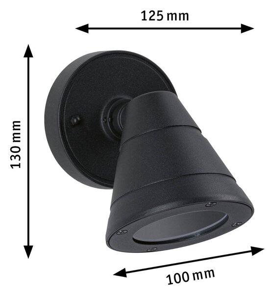 P 94734 Venkovní nástěnné svítidlo Trian IP44 kruhové 100x125mm max. 35W 230V antracit hliník - PAULMANN