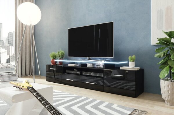 TV stolek/skříňka Blaise (černý/černý lesk) (bez osvětlení)