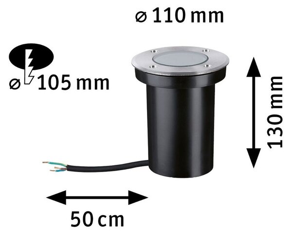 P 94732 LED zemní svítidlo zlaté světlo neláká hmyz IP65 110mm 2200 - 2200K 4,3W 230V kartáč.ocel/umělá hmota - PAULMANN