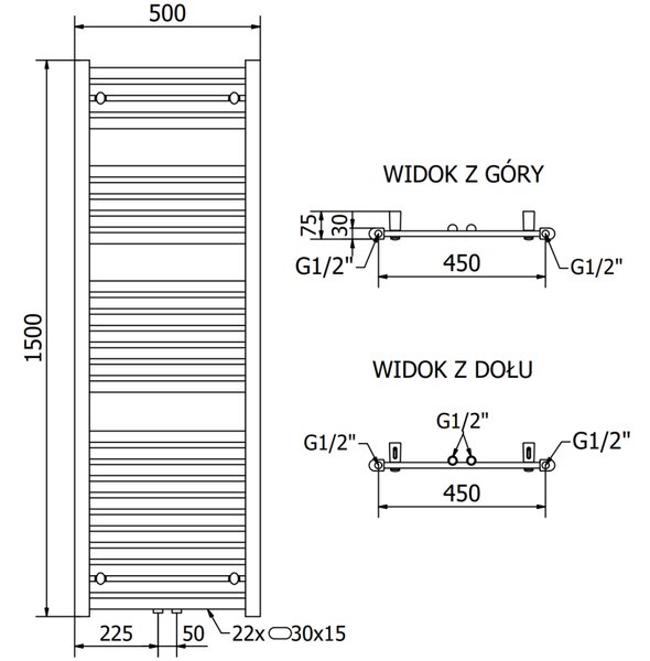 Mexen Hades, topné těleso 1500x500 mm, 693 W, antracitová, W104-1500-500-00-66