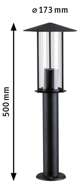 P 94737 Stojací svítidlo klasická neláká hmyz IP44 500mm 2200 - 2200K 4,3W 230V černá E27 kov - PAULMANN