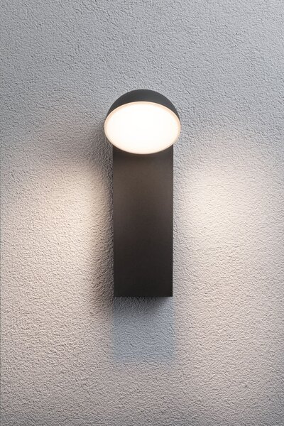 P 94738 LED venkovní nástěnné svítidlo Puka IP44 kruhové 110x125mm 3000K 8,5W 230V antracit hliník - PAULMANN