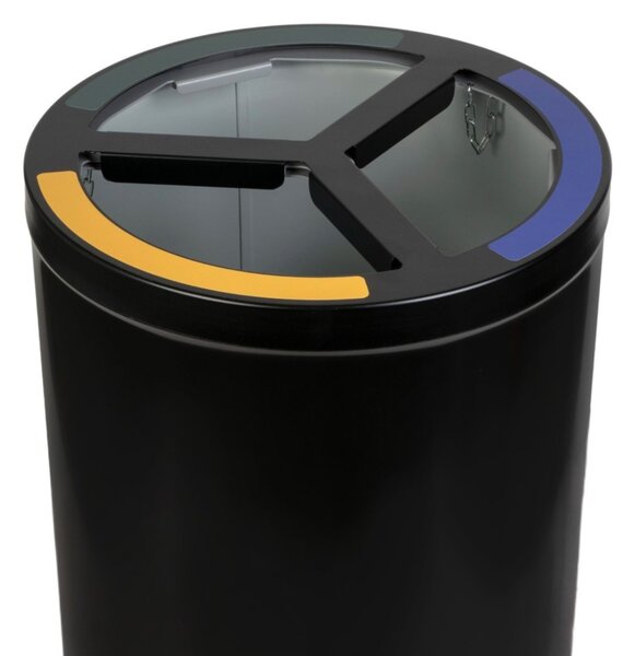 Alda Koš na tříděný odpad STREAM TRIO s držákem pytlů, 3 x 25 L, nerezová ocel, černá