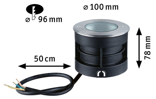 P 94748 LED zemní svítidlo Vanea IP67 kruhové 100mm 3000K 3,5W 230V hliník hliník - PAULMANN