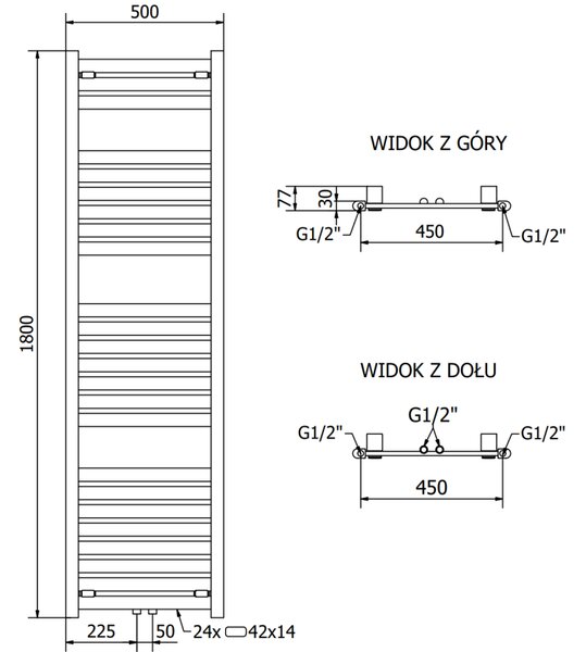 Mexen Uran, topné těleso 1800x500 mm, 790 W, antracitová, W105-1800-500-00-66