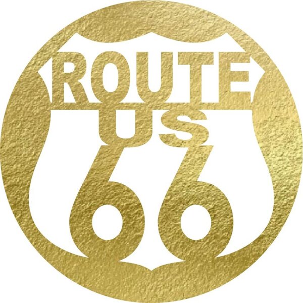 Dřevěný nástěnný obraz U.S. ROUTE 66: Preglue - Bílá barva Rozměr 20 cm 4079-60544 PR0411