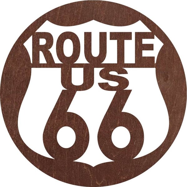 Dřevěný nástěnný obraz U.S. ROUTE 66: Preglue - Bílá barva Rozměr 20 cm 4079-60544 PR0411