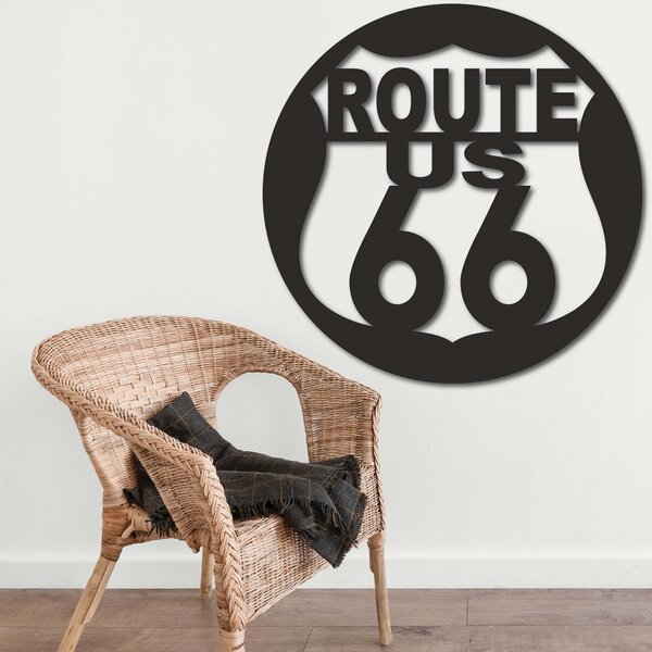 Dřevěný nástěnný obraz U.S. ROUTE 66: Preglue - Bílá barva Rozměr 20 cm 4079-60544 PR0411