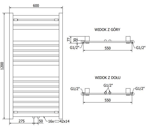 Mexen Uran topné těleso 1200 x 600 mm, 615 W, černá, W105-1200-600-00-70