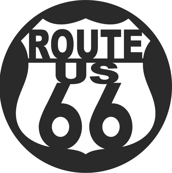 Dřevěný nástěnný obraz U.S. ROUTE 66: Preglue - Bílá barva Rozměr 20 cm 4079-60544 PR0411