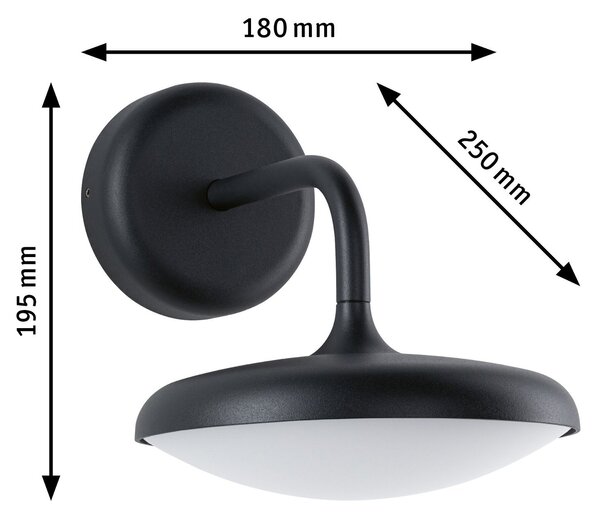 P 94758 LED venkovní nástěnné svítidlo Nostro IP44 kruhové 180x250mm 3000K 10W 230V antracit hliník - PAULMANN
