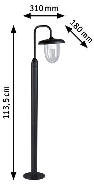 P 94759 Stojací svítidlo Vintario IP44 kruhové 1.135mm max. 20W 230V antracit E27 hliník - PAULMANN