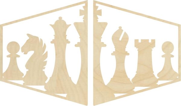 Elegantní obraz na stěnu šachové figurky - MIVAL | SENTOP: Preglue - Bílá barva 40 x 20 cm 4085-60957 PR0417 plywood