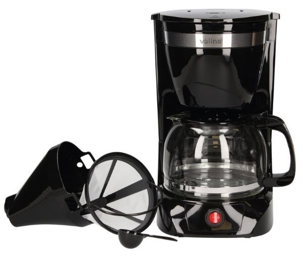 Elektrický překapávač na kávu Väline Mocca, 10 šálků, 800W, 1,25 l, černý, 3 roky záruka