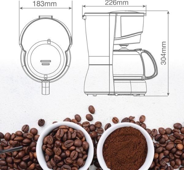 Elektrický překapávač na kávu Väline Mocca, 10 šálků, 800W, 1,25 l, černý, 3 roky záruka