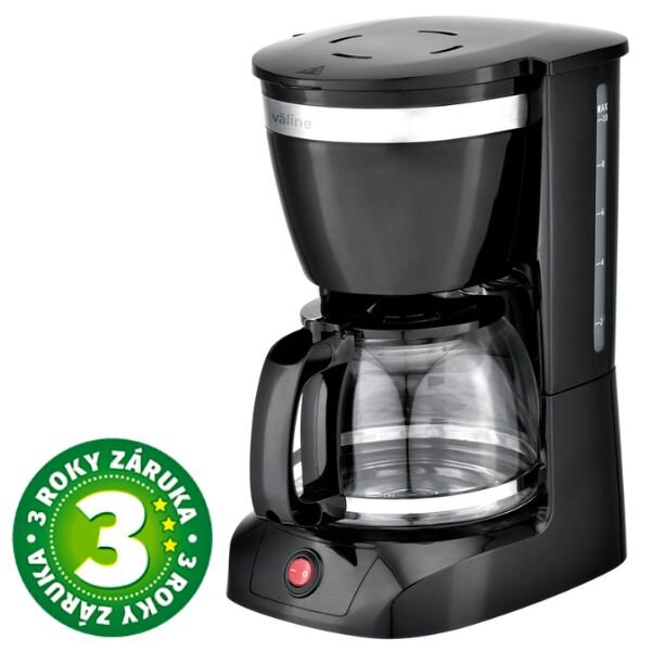 Elektrický překapávač na kávu Väline Mocca, 10 šálků, 800W, 1,25 l, černý, 3 roky záruka