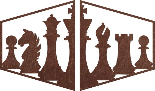 Elegantní obraz na stěnu šachové figurky - MIVAL | SENTOP: Preglue - Bílá barva 40 x 20 cm 4085-60957 PR0417 plywood