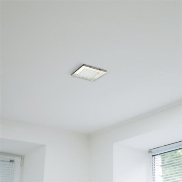 Prémiový přisazený LED panel 6W 420lm, denní, čtvercový, matný chrom, 3 roky