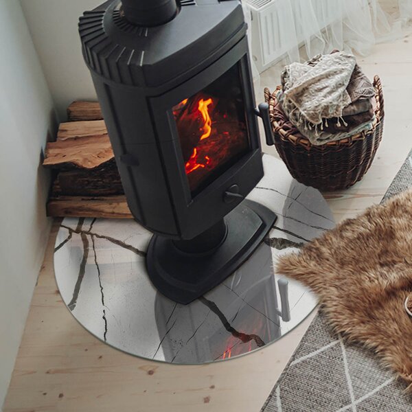 Kulaté sklo pod krbová kamna Mramorové žíly v elegantním stylu ppkon-00281896