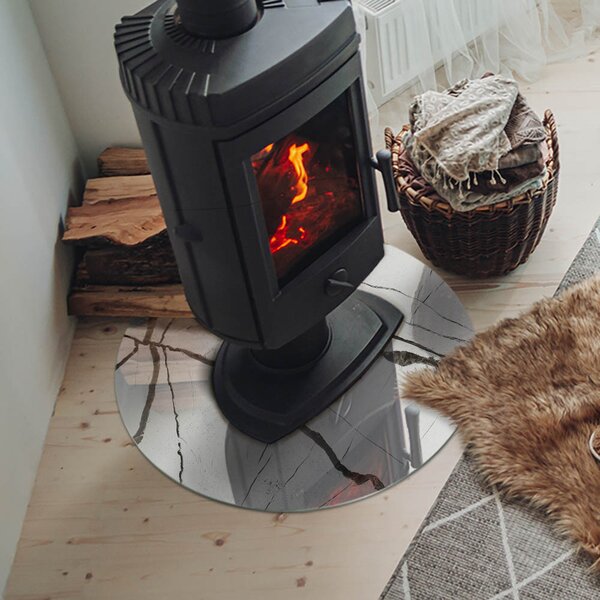 Kulaté sklo pod krbová kamna Mramorové žíly v elegantním stylu ppkon-00281896