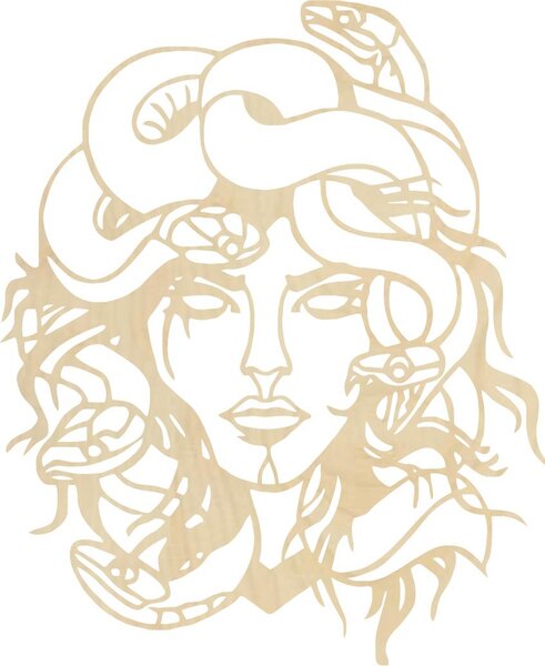 Obraz na zdi msdúza žena - MEDUSA GORGONA: Přírodní překližka - Topol přírodní 35 x 30 cm 4091-61438 PR0423