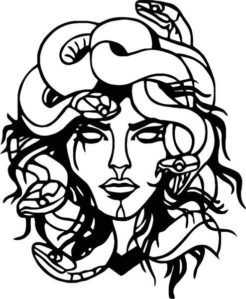 Obraz na zdi msdúza žena - MEDUSA GORGONA: Přírodní překližka - Topol přírodní 35 x 30 cm 4091-61438 PR0423