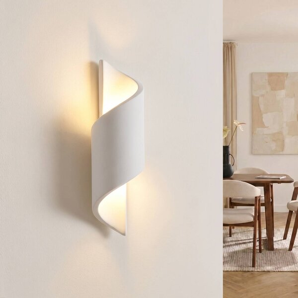 Lindby Nástěnné světlo Desirio, bílé, 35 cm, G9, keramika, stmívatelný, Bílá / opál, Obývací pokoj / jídelna, Sádra / hlína, Moderní