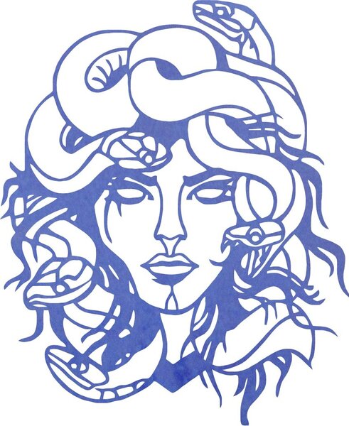 Obraz na zdi msdúza žena - MEDUSA GORGONA: Přírodní překližka - Topol přírodní 35 x 30 cm 4091-61438 PR0423