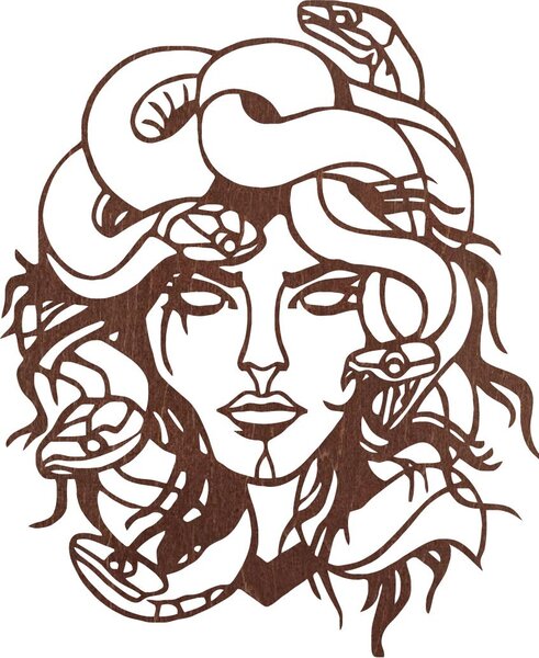 Obraz na zdi msdúza žena - MEDUSA GORGONA: Přírodní překližka - Topol přírodní 35 x 30 cm 4091-61438 PR0423