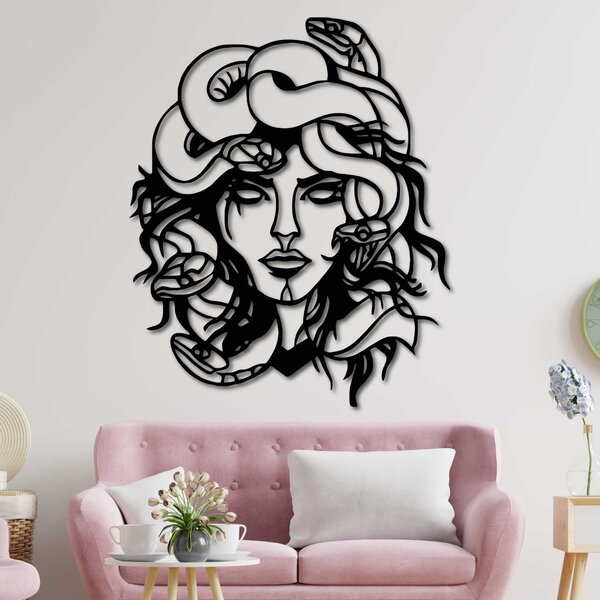 Obraz na zdi msdúza žena - MEDUSA GORGONA: Přírodní překližka - Topol přírodní 35 x 30 cm 4091-61438 PR0423