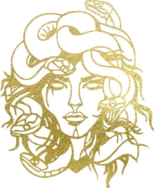 Obraz na zdi msdúza žena - MEDUSA GORGONA: Přírodní překližka - Topol přírodní 35 x 30 cm 4091-61438 PR0423