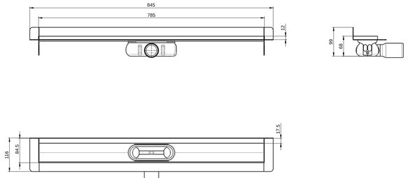ACO ShowerDrain C tělo odtokového žlábku 78.5 cm ocel 9010.88.30