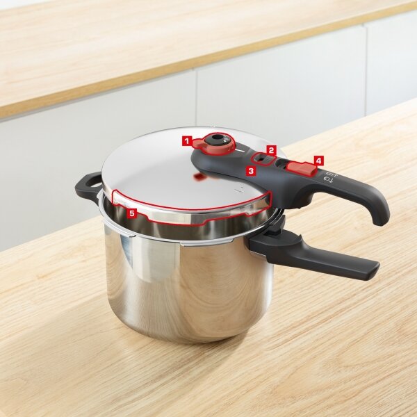 Tefal - Tlakový hrnec 6 l SECURE TRENDY + sada 5 ks INGENIO EMOTION