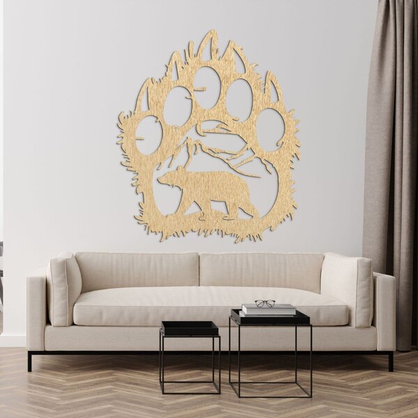 Obraz tlapa medvěda s horskou scenérií - SOPORTA: Překližka Topol - Amber 3072 35 x 30 cm 4099-106260 PR0405